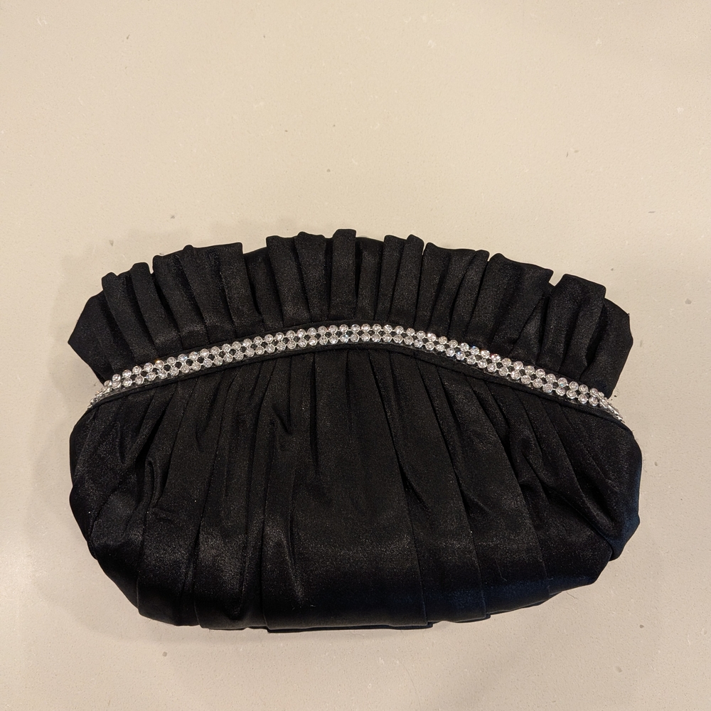 Elegant Black Clutch with Rhinestone Detail